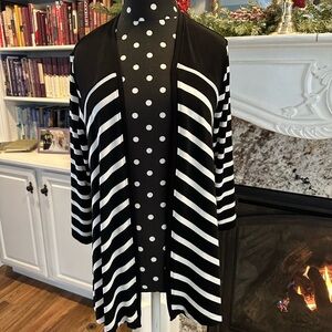 Chico's Black and White Striped Cardigan